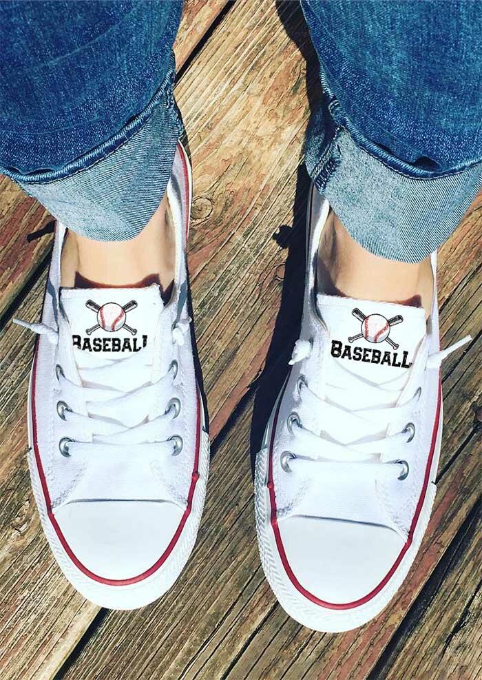 

Baseball Lace Up Flat Canvas Sneakers - White, 493141