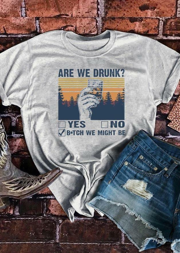 Kaufen Are We Drunk O-Neck T-Shirt Tee - Light Grey. Bild