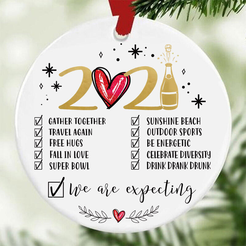

2021 We Are Expecting Christmas Tree Hanging Ornament, Multicolor, 493135