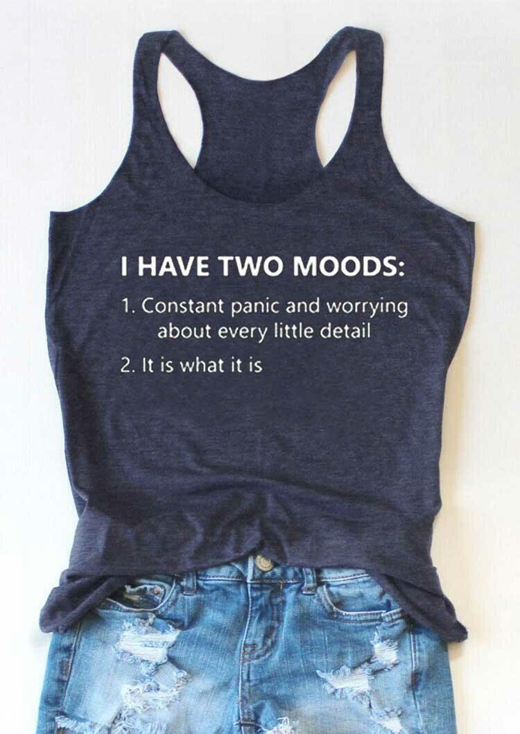 

I Have Two Moods O-Neck Racerback Tank - Navy Blue, 493166