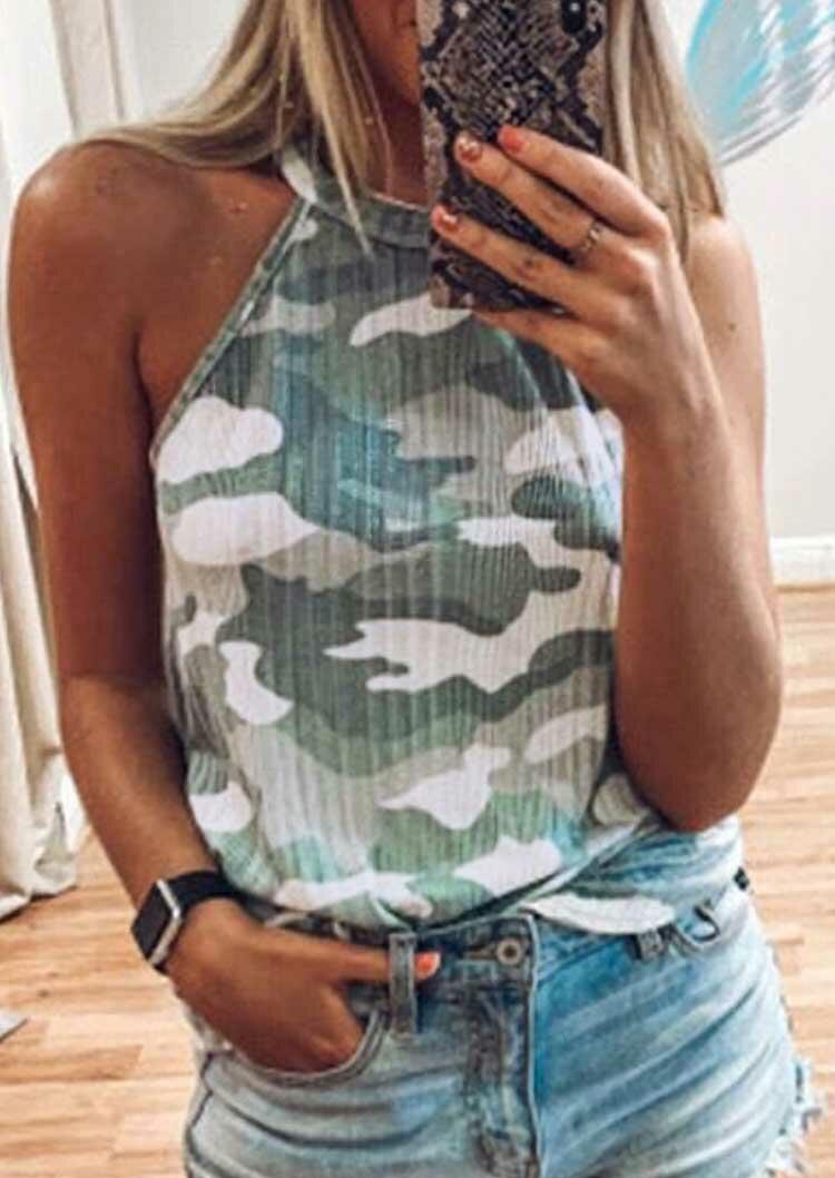 

Camouflage Halter Casual Tank, 493167