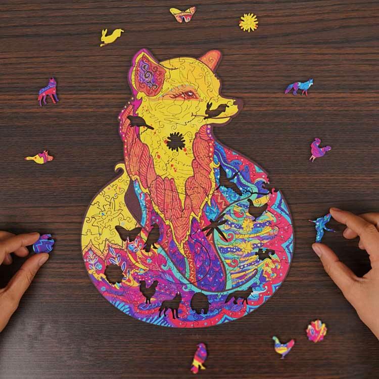 

Irregular Animal Fox Flat Wooden Puzzle, Pattern1, 493195