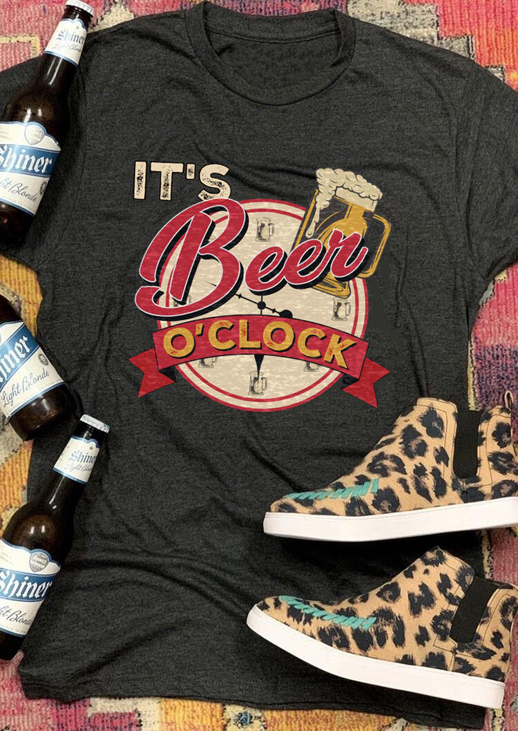 

It' Beer O' Clock T-Shirt Tee - Dark Grey, 493099