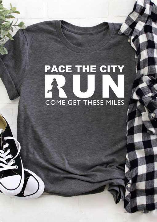 

Pace The City Marathon Running T-Shirt Tee - Dark Grey, 493279