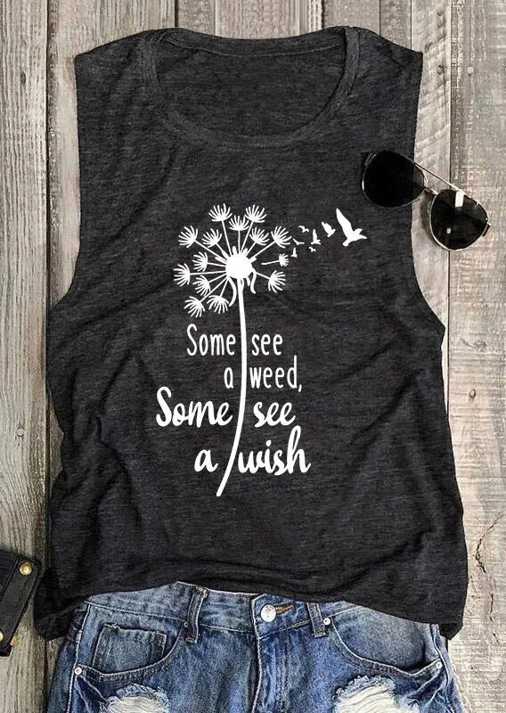 

Some See A Weed Some See A Wish Dandelion Tank - Dark Grey, Gray, 493349