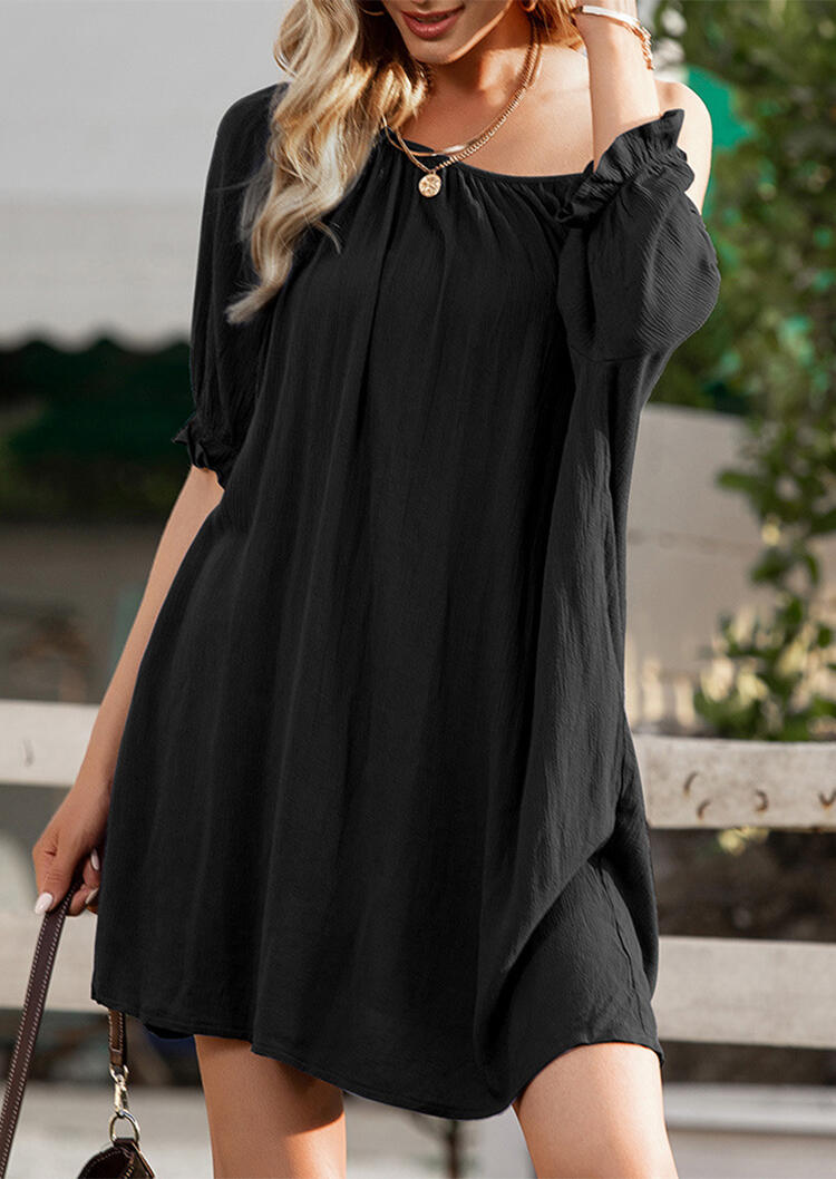 

Ruffled Tie Open Back Mini Dress - Black, 493553