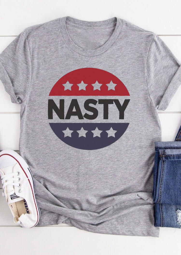

Nasty Women' Rights Star T-Shirt Tee - Light Grey, 493576