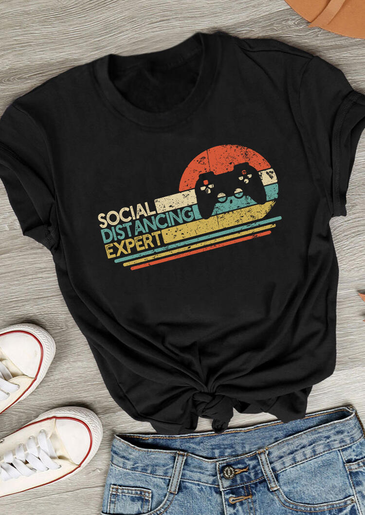 

Social Distancing Expert Gaming T-Shirt Tee - Black, 493627