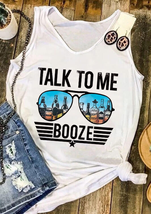 

Talk To Me Booze Star Glasses Tank - White, 493632