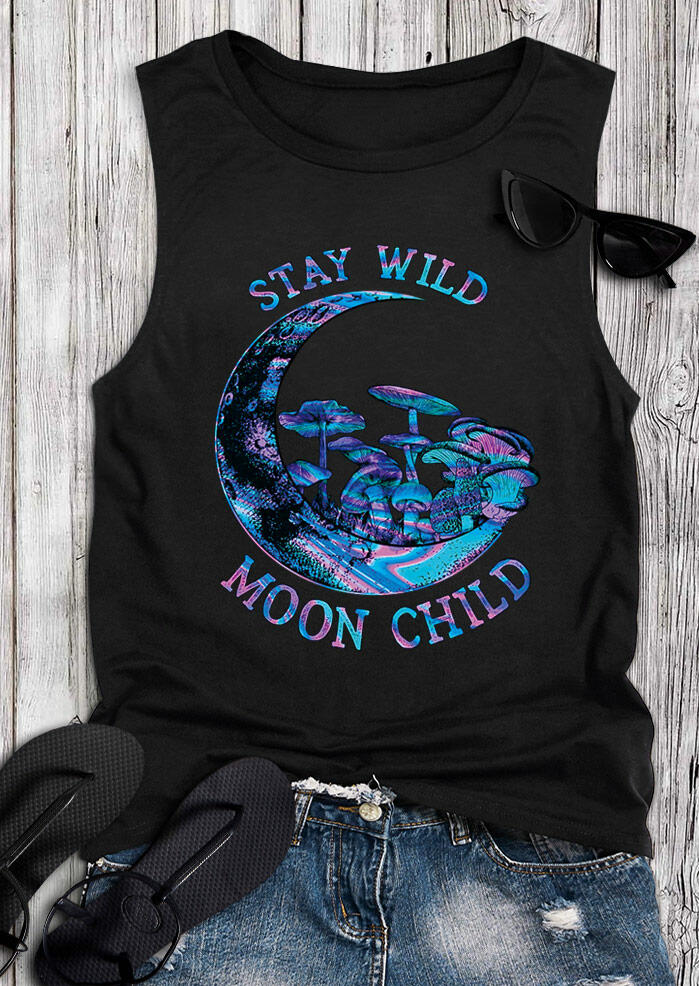 

Stay Wild Moon Child Fungus Mushrooms Tank - Black, 493692