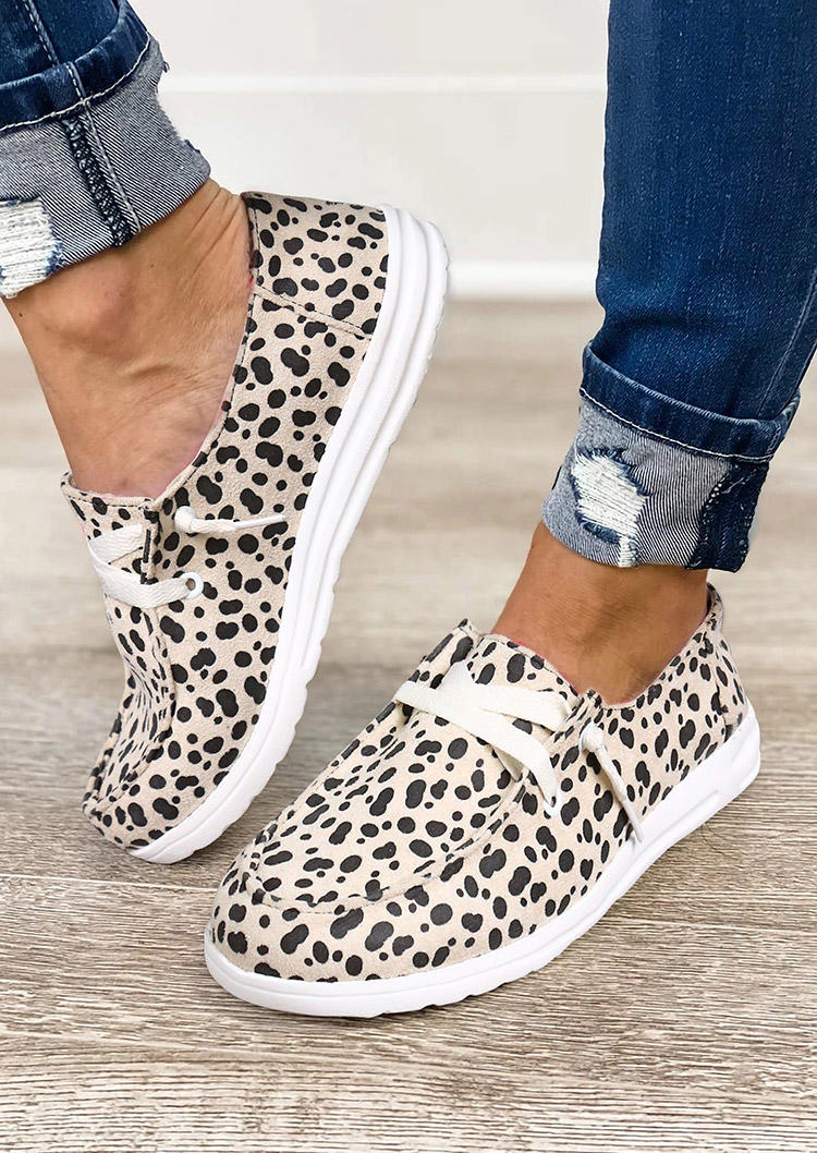 

Leopard Slip On Flat Suede Sneakers - Beige, 493745