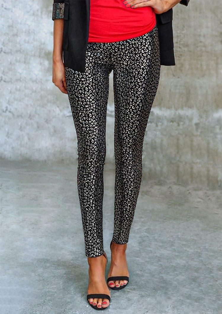 

Leopard High Waist Slim Pencil Pants - Black, 494040