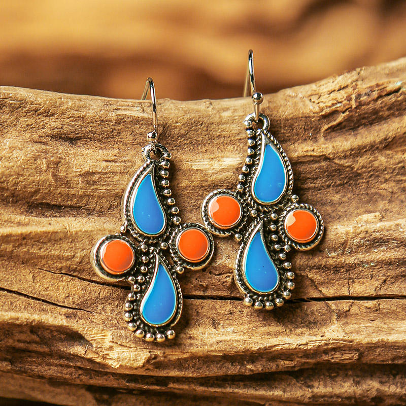 

Vintage Creative Hollow Out Beading Turquoise Earrings, Blue, 494125