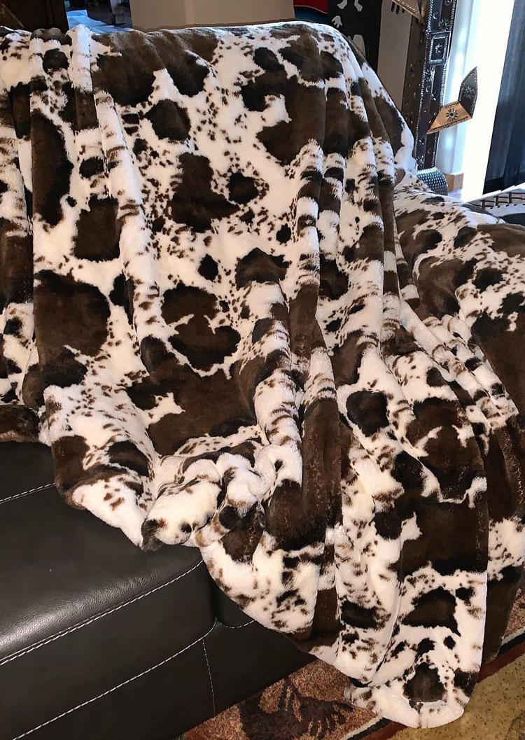 Cow Faux Fur Soft Warm Plush Blanket