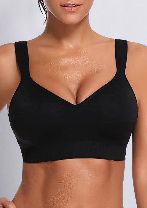 

Comfortable Seamless Padded Yoga Sports Activewear Bra - Black, 494568