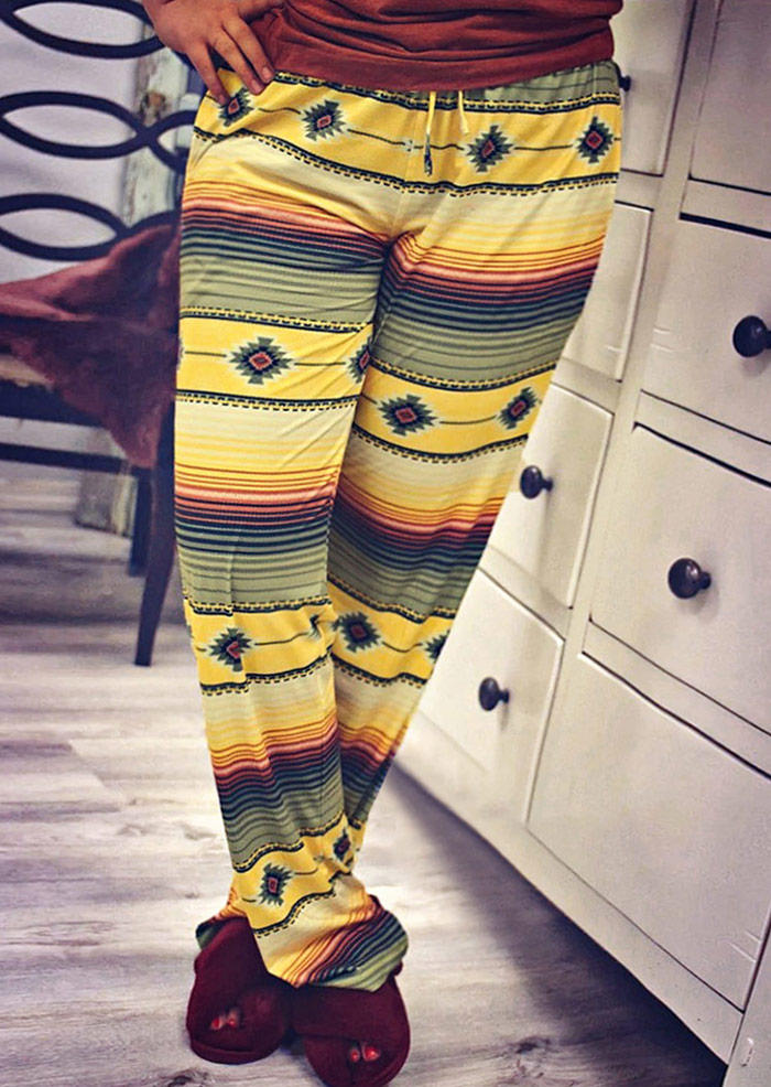 

Aztec Geometric Drawstring Elastic Waist Pants, Multicolor, 494633