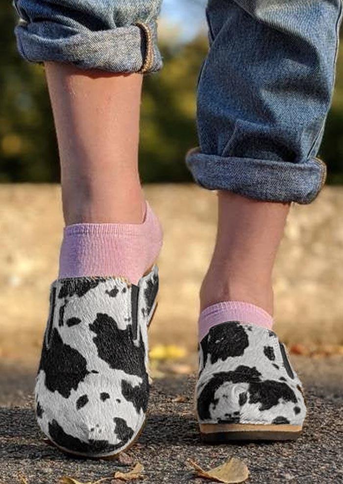 

Western Cow Warm Plush Slippers - Black, 494698
