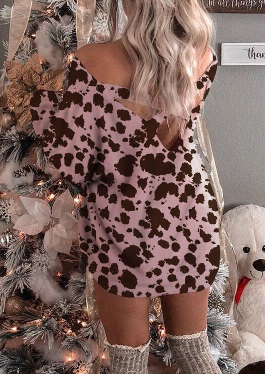 

Cow Criss-Cross Open Back Mini Dress - Pink, 494733