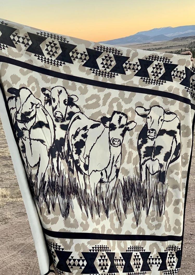 

Western Cow Geometric Leopard Warm Blanket, Multicolor, 494835
