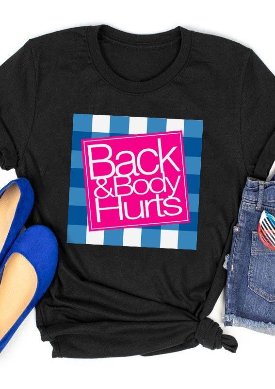 

Back & Body Hurts Plaid T-Shirt Tee - Black, 494632