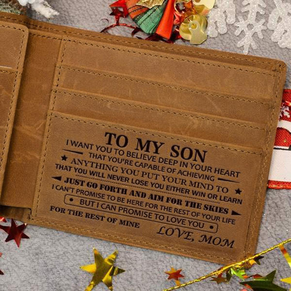 

Mom To Son Leather Card Wallet, Khaki, 494751