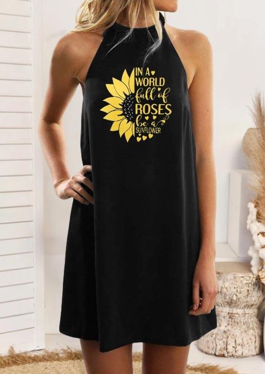 

In A World Full Of Roses Be A Sunflower Mini Dress - Black, 494959