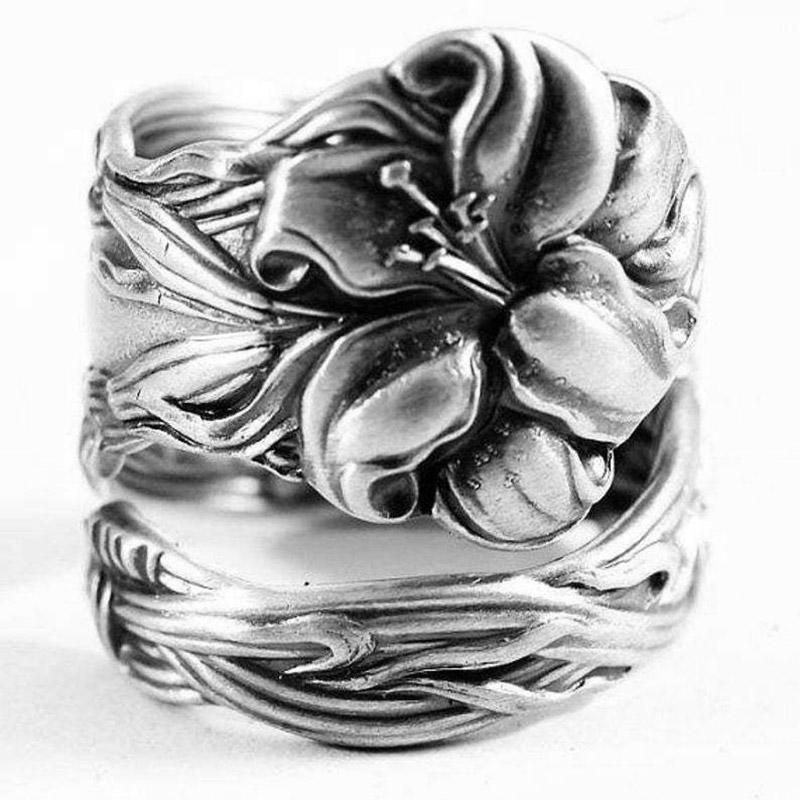 

Vintage Flower Adjustable Ring, Silver, 495002