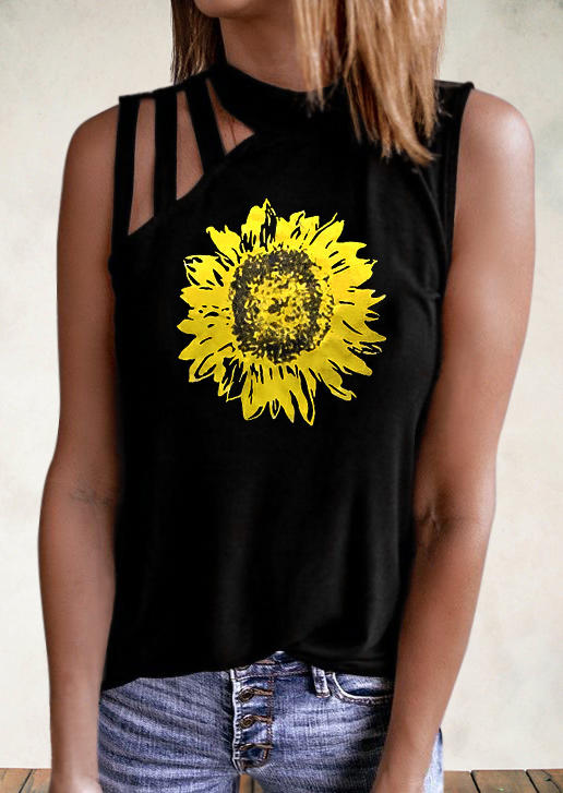 

Sunflower Hollow Out Casual Tank - Black, 494802