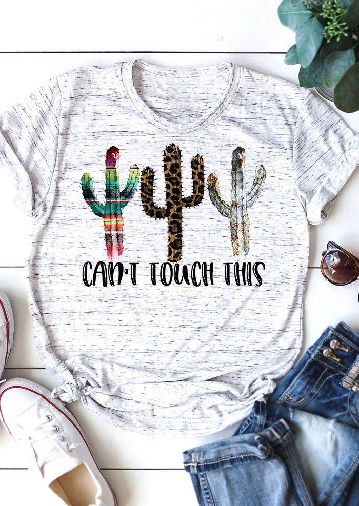 

Leopard Can't Touch This Cactus T-Shirt Tee - White, 495242