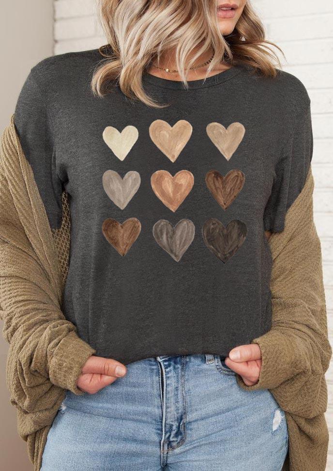 Buy Be Kind Heart O-Neck T-Shirt Tee - Dark Grey. Picture