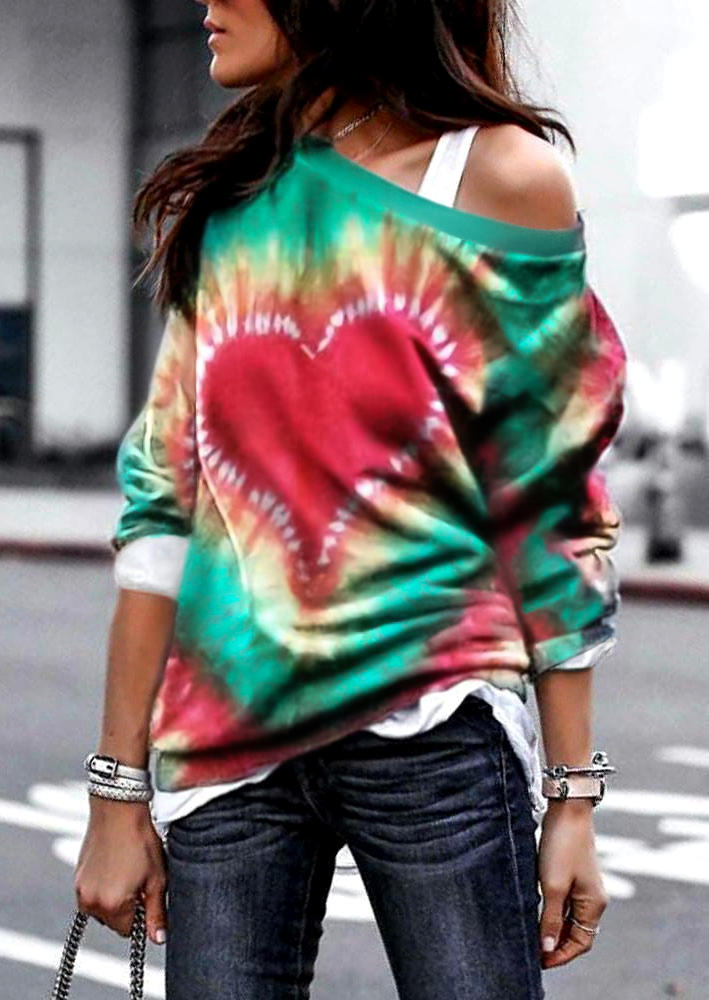 

Valentine Tie Dye Love Heart Pullover Sweatshirt, Multicolor, 495643