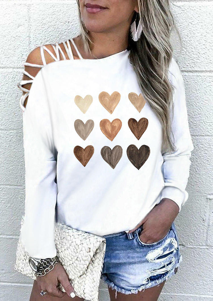 

Be Kind Heart Criss-Cross Slash Neck Blouse - White, 495644