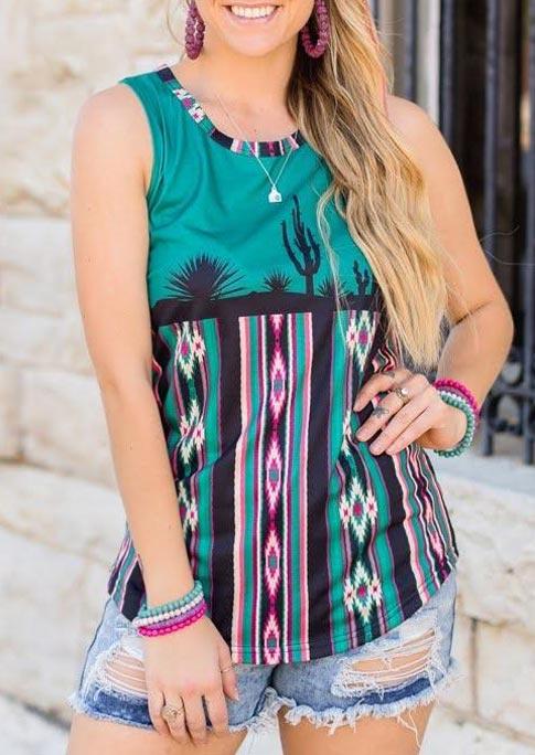 

Cactus Aztec Geometric Striped Tank, Multicolor, 495678