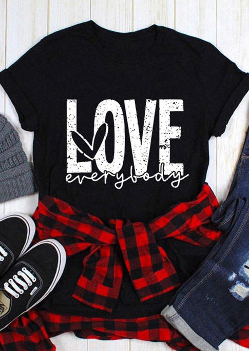 

Heart Love Everybody T-Shirt Tee - Black, 492882