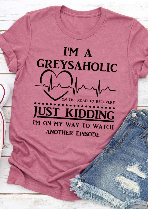 

Grey' Anatomy I'm A Greysaholic T-Shirt Tee - Cameo Brown, 495077