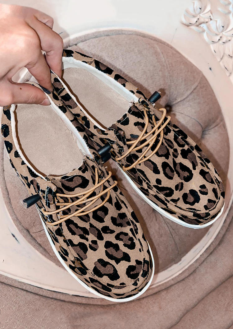 

Leopard Slip On Round Toe Flat Sneakers, 495105