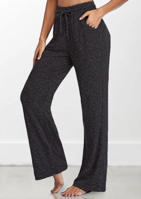 

Pocket Drawsting High Waist Wide Leg Pants - Black, 495780
