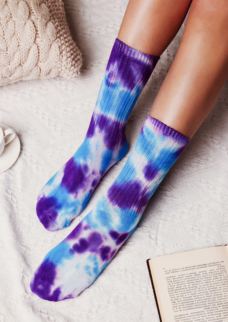 

Tie Dye Comfortable Warm Casual Socks, Purple, 495798