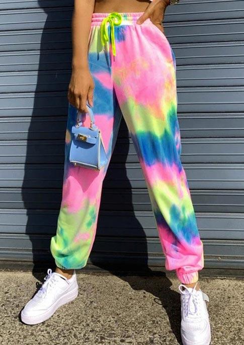 

Tie Dye Drawstring Elastic Waist Sports Pants, Multicolor, 496001