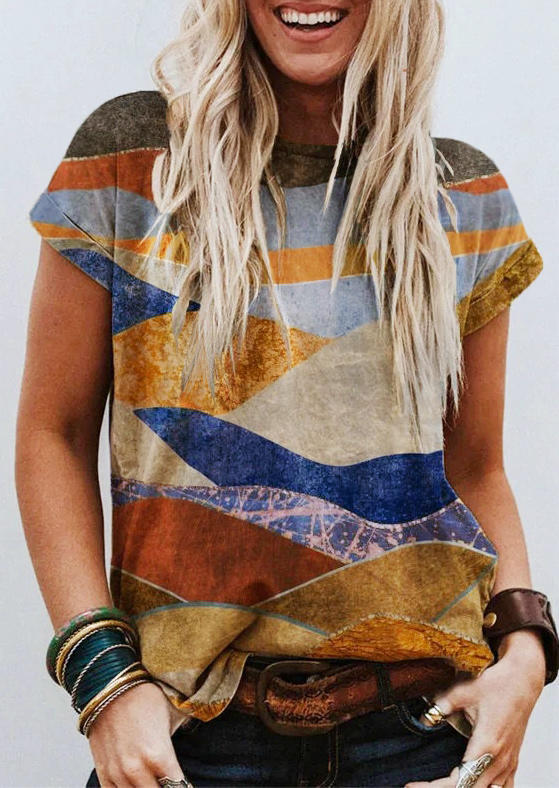 

Landscape O-Neck Short Sleeve T-Shirt Tee, Multicolor, 496024