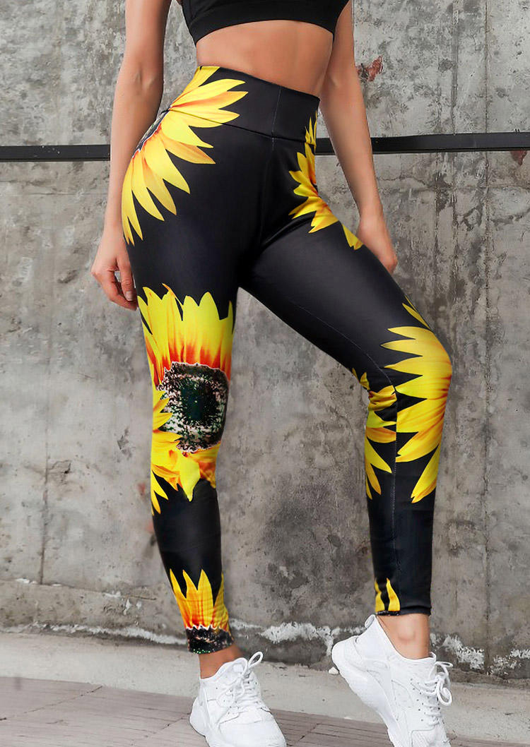 

Sunflower High Waist Yoga Fitness Activewear Leggings - Black, 496362