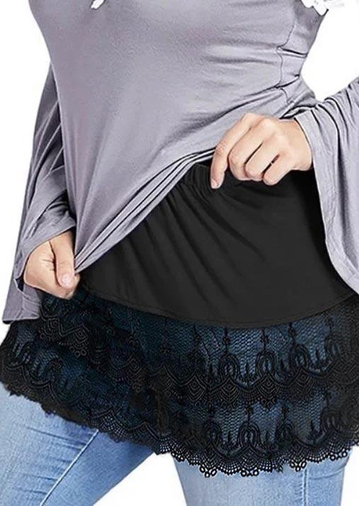 

Layered Wear Lace Splicing Trim Extender Skirt - Black, 496522
