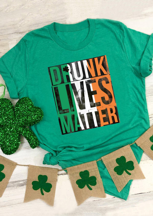 Buy Drunk Lives Matter Irish Flag T-Shirt Tee - Green. Picture