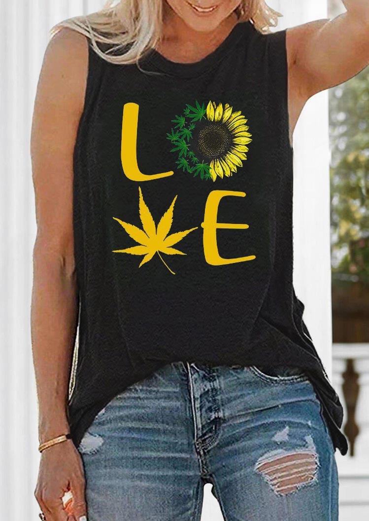 

Sunflower Love O-Neck Casual Tank - Black, 496751
