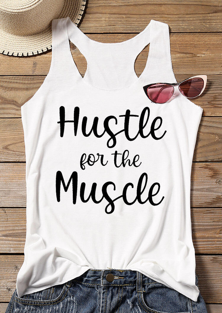 

Hustle For The Muscle Workout Racerback Tank - White, 492031