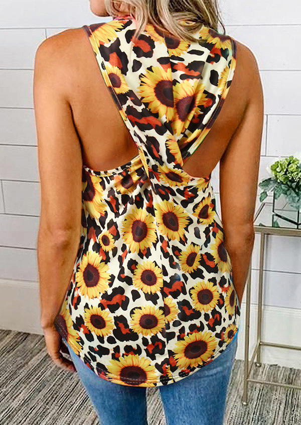 

Leopard Sunflower Twist Casual Tank - Yellow, 495840