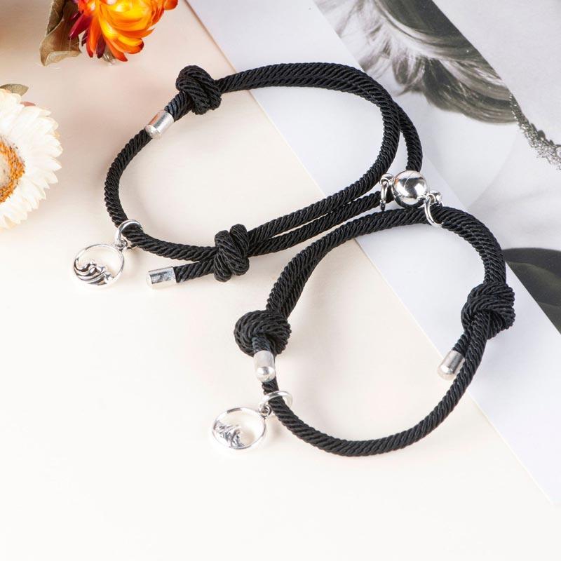 2Pcs Couples Matching Braided Rope Bracelet - Black