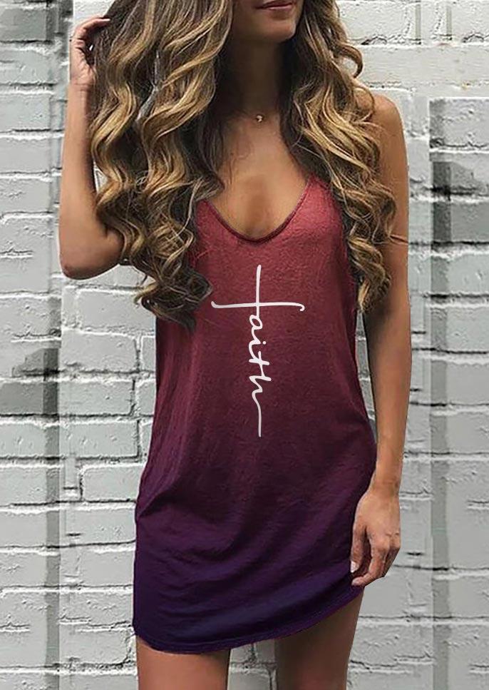 

Faith Gradient Sleeveless Mini Dress, Multicolor, 497789