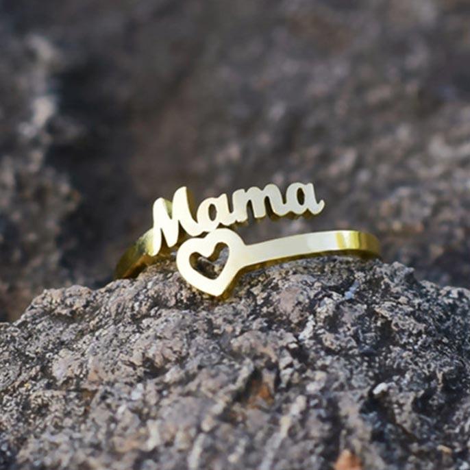 

Vintage Mama Hollow Out Heart Ring, Gold, 498187