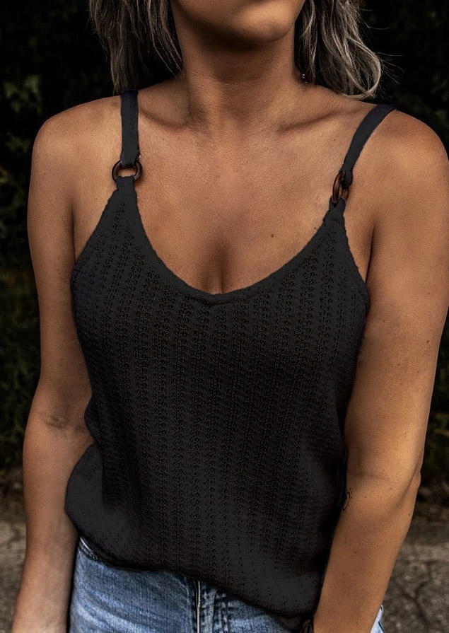 

Hollow Out Casual Camisole - Black, 498239